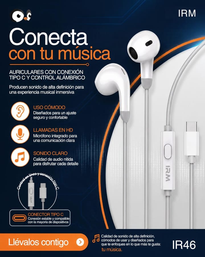 Audífonos IRM con conector tipo C